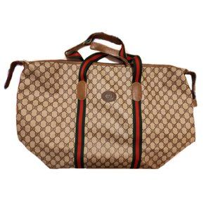 Vintage GUCCI Sherry GG Plus Leather Tote Bag Beige 89.19.012